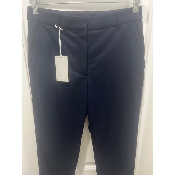 NWT Cos Wool Blend Navy Blue Straight Leg Trouser Sz 4 - Picture 1 of 9